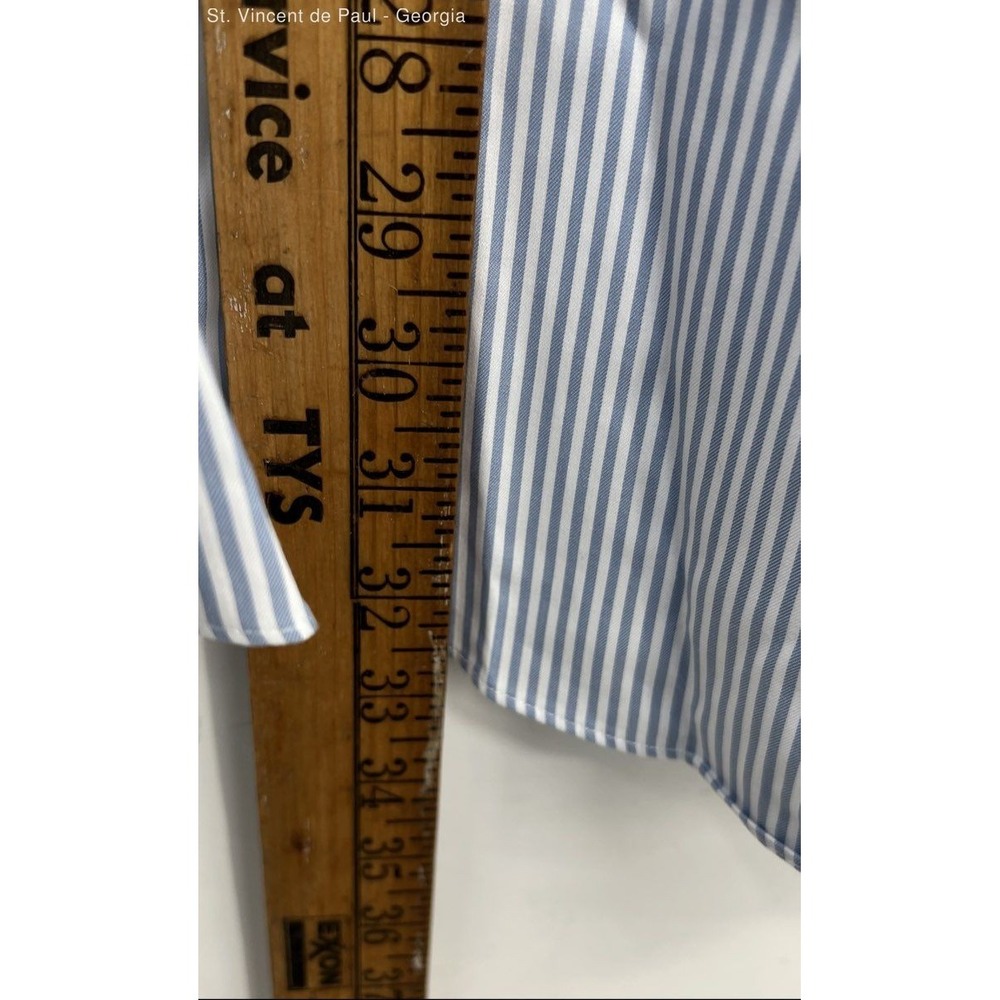 Duluth Trading Long Sleeve Stirped Button Down Shirt Men's Large Tall Blue White - Picture 8 of 8